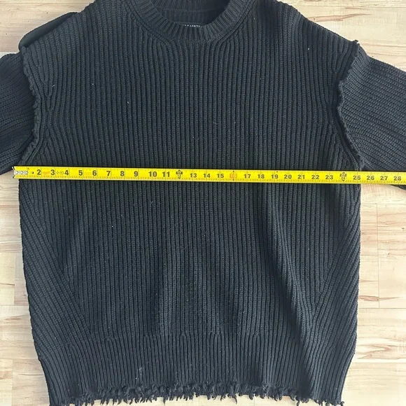 All Saints Distressed Black Crewneck Sweater